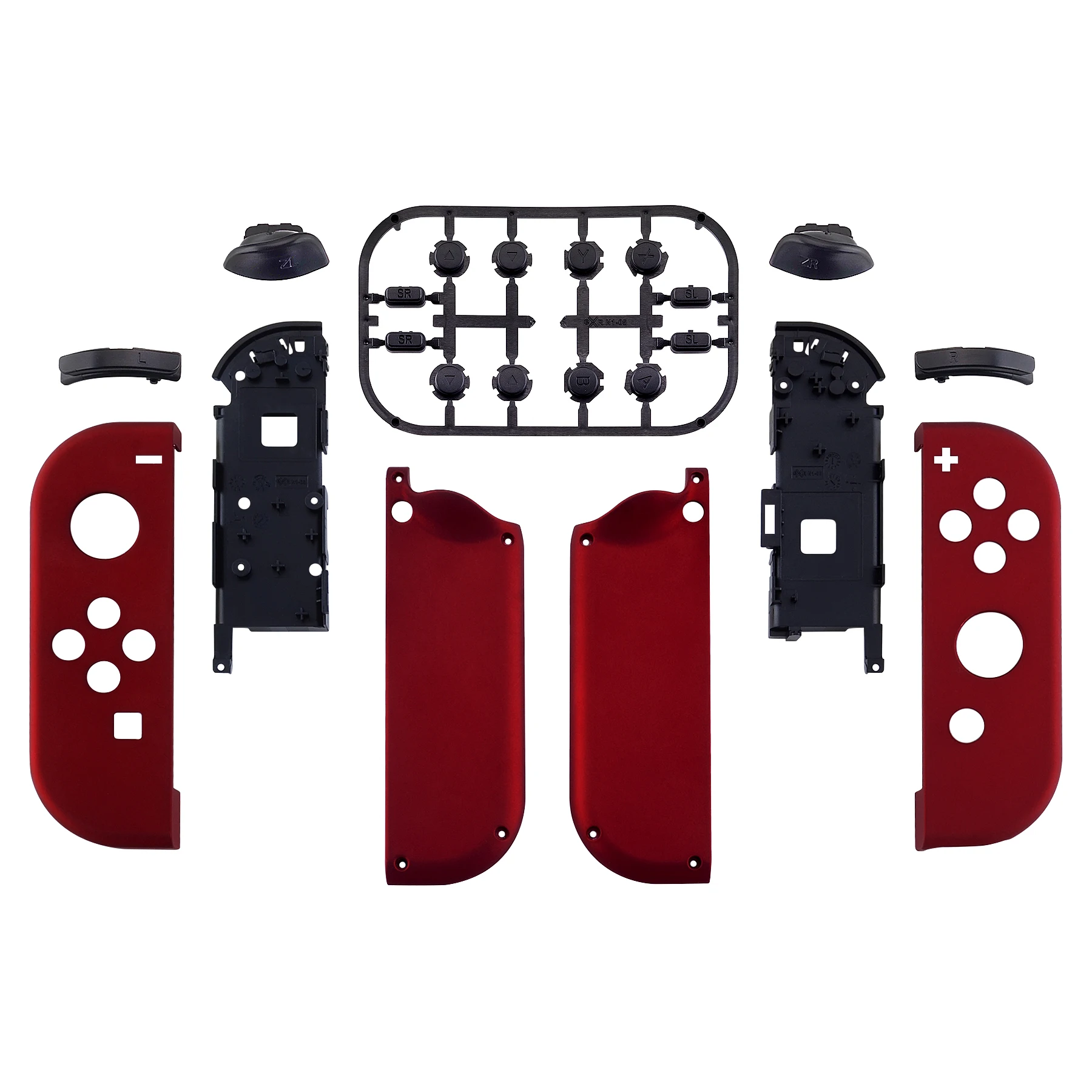 Casing Kerangka Kustom Tombol Set Lengkap untuk Nintendo Switch JoyCon & OLED JoyCon Pengganti Sangat Ketat Warna Merah dengan Sentuhan Lembut