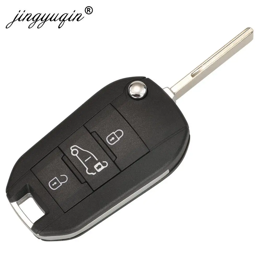 jingyuqin 433MHz 4A HITAG AES Chip Flip Remote Van Car Flip Key For Peugeot Expert  308 3008 2016+ Citroen C4 Cactus 2014+ HU83