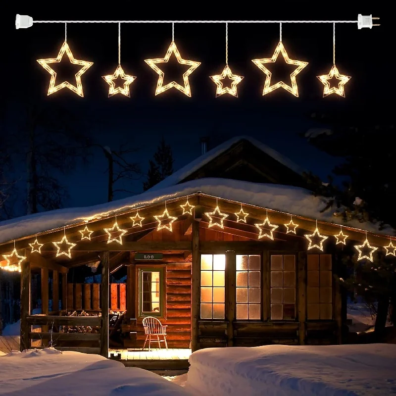 

220V 2.5M LED Star Curtain String Lights Fairy Tale Christmas Holiday Wedding Garland for Romantic Party Decor