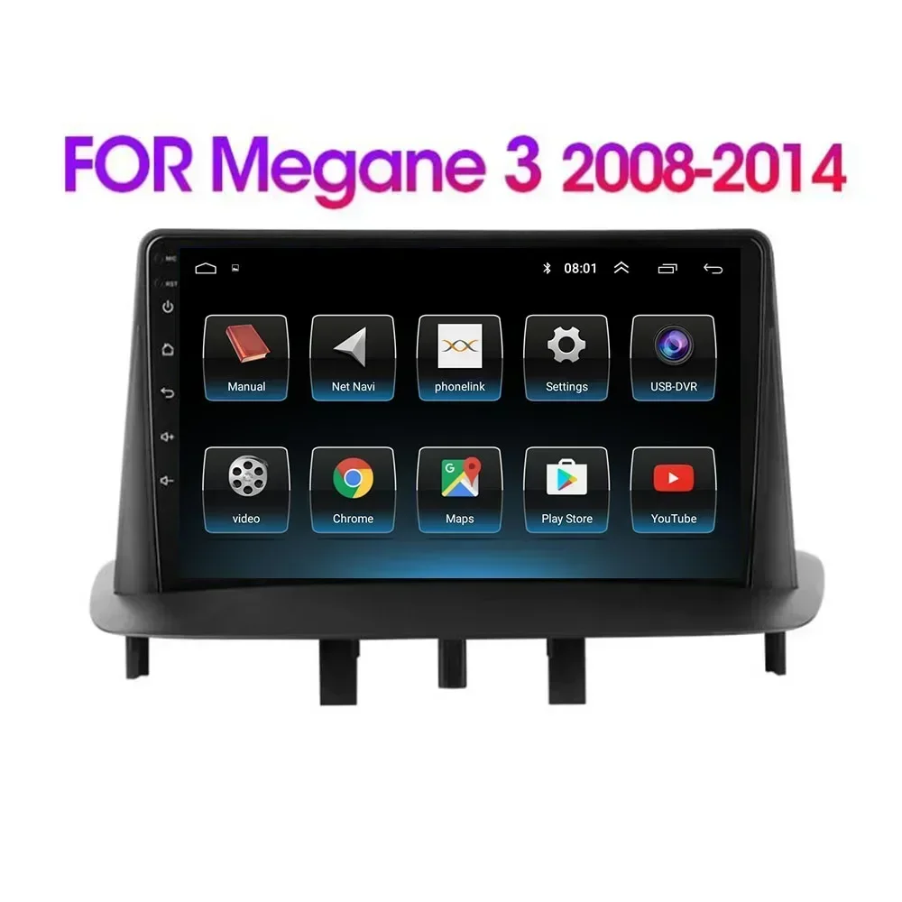 2 Din Android 13 รถวิทยุเครื่องเล่นวิดีโอมัลติมีเดียสําหรับRenault Megane 3 Fluence 2008 - 2014 GPSนําทางGPS Carplay auto DVD