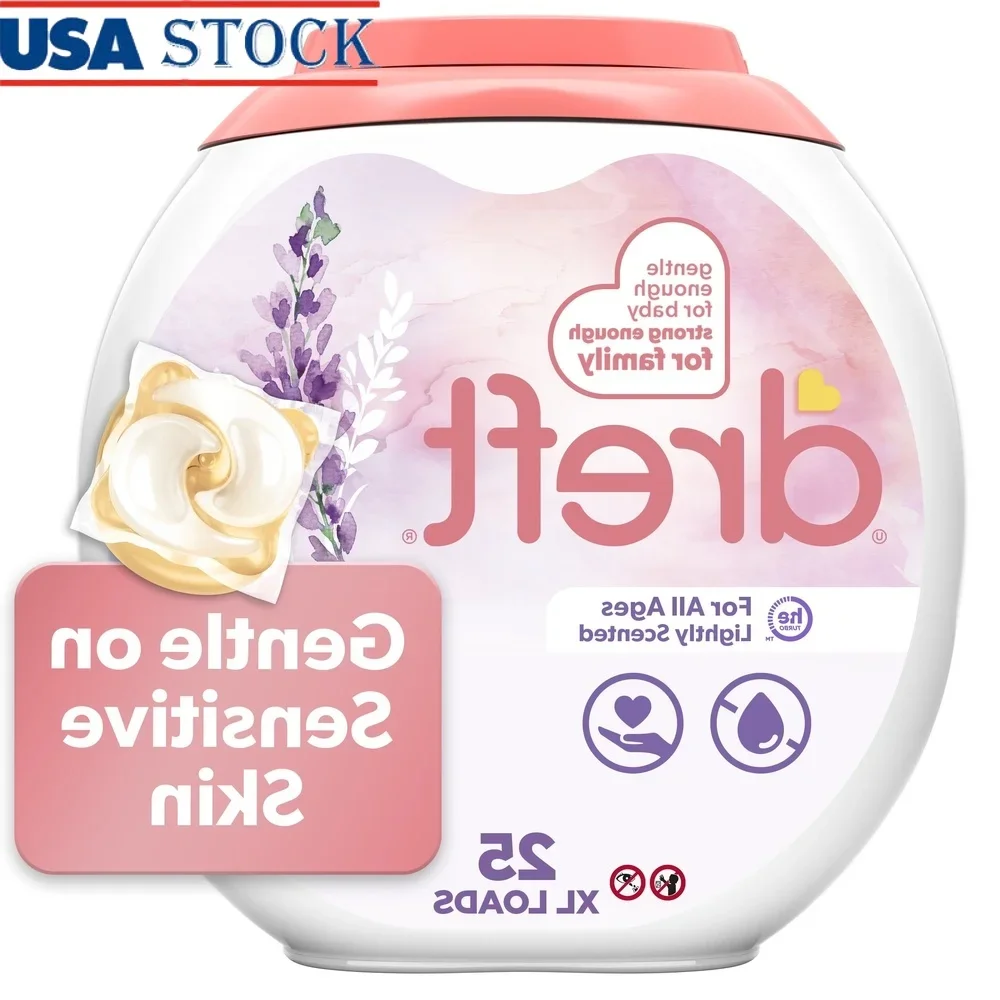 Detergente hipoalergénico para ropa de bebé, pacs XL, 25 unidades, piel sensible, luz, aroma de lavanda, eliminación de manchas, olor, combate suave