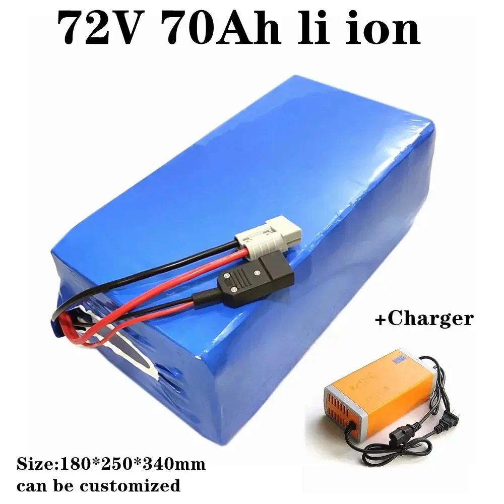 72v 70Ah lithium ion battery li-ion with 100A BMS for 6000w bicycle bike tricycle scooter Forklift +10A charger