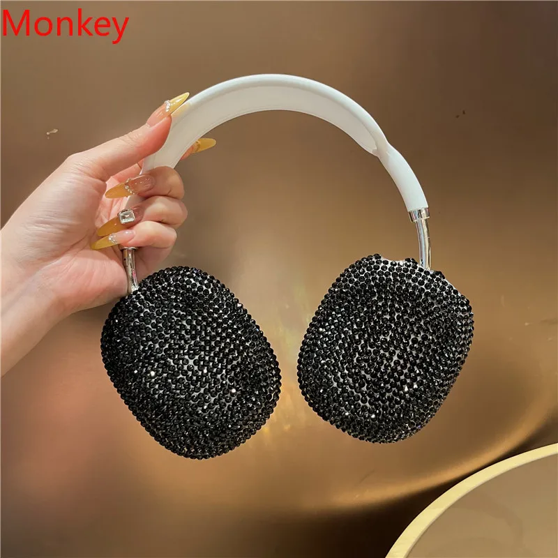 غطاء حماية لسماعات الأذن الماسية الكريستالية الفاخرة لأجهزة Apple Airpods Max Glitter Diamond Tpu Soft Headphone Accessories هدية