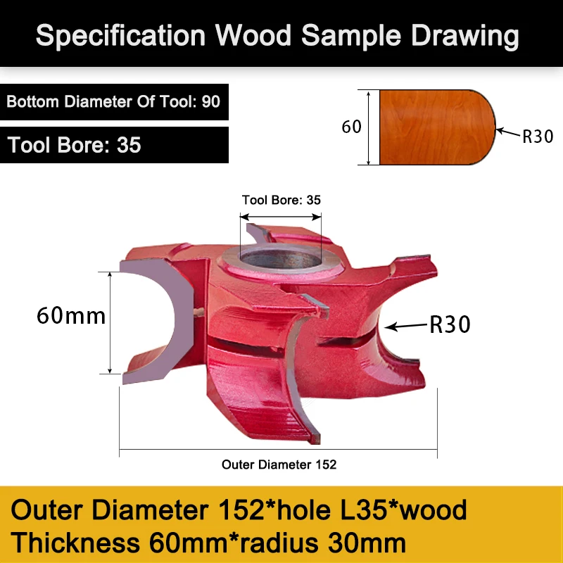 MINGRUI semicircular tungsten steel alloy end mill trimming knife wood shaper cutter head grooving blade