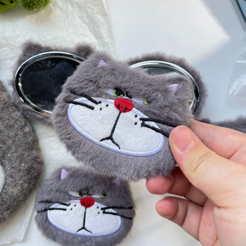 

Милое плюшевое двустороннее складное зеркало Disney Lucifer The Cat Mini, темно-серое, портативное, для макияжа, подарок для девочки на Пасху