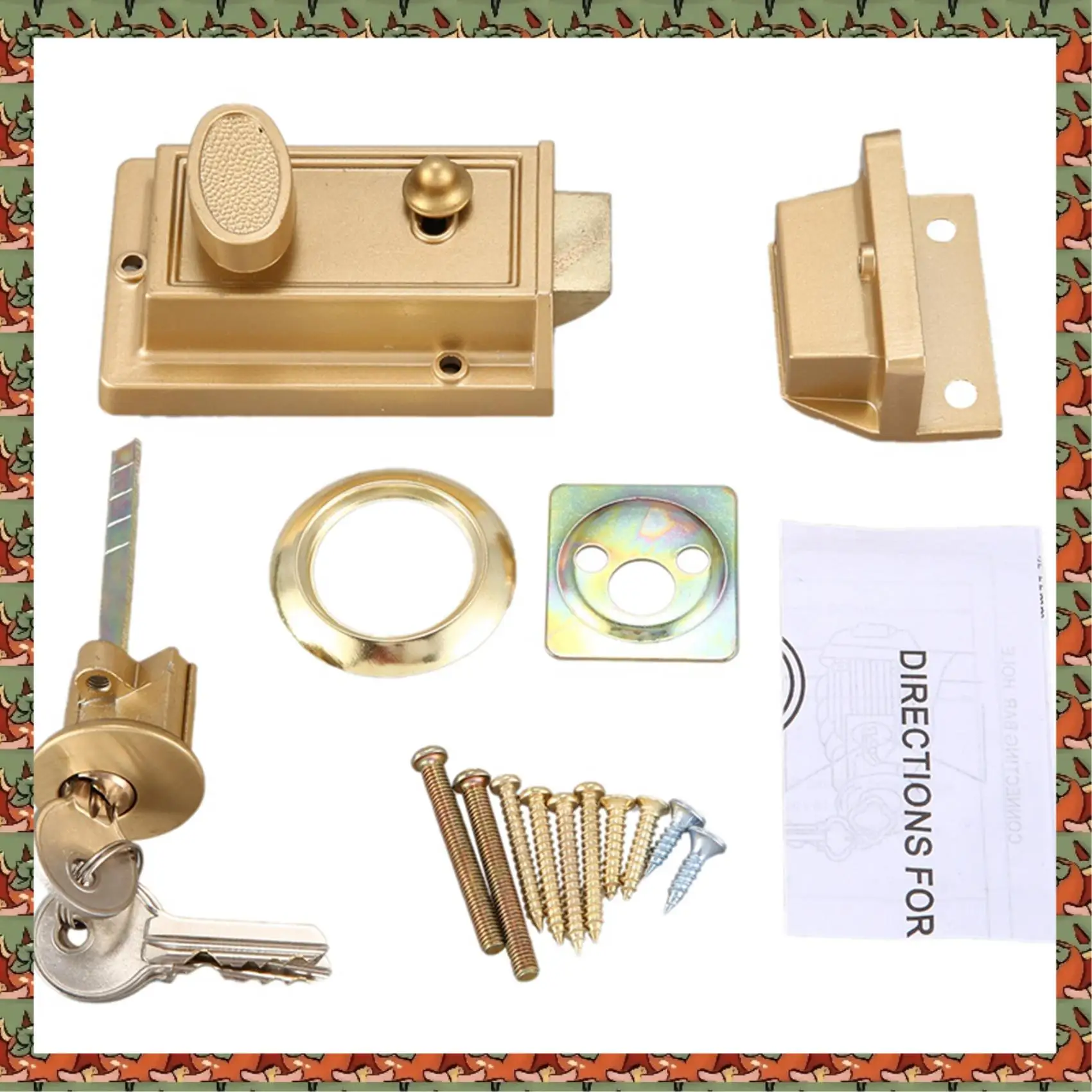 

ABLQ 2X Zinc Cylinder Deadbolt Latch Lock For Night Gate Door Entrance,Gold Finish
