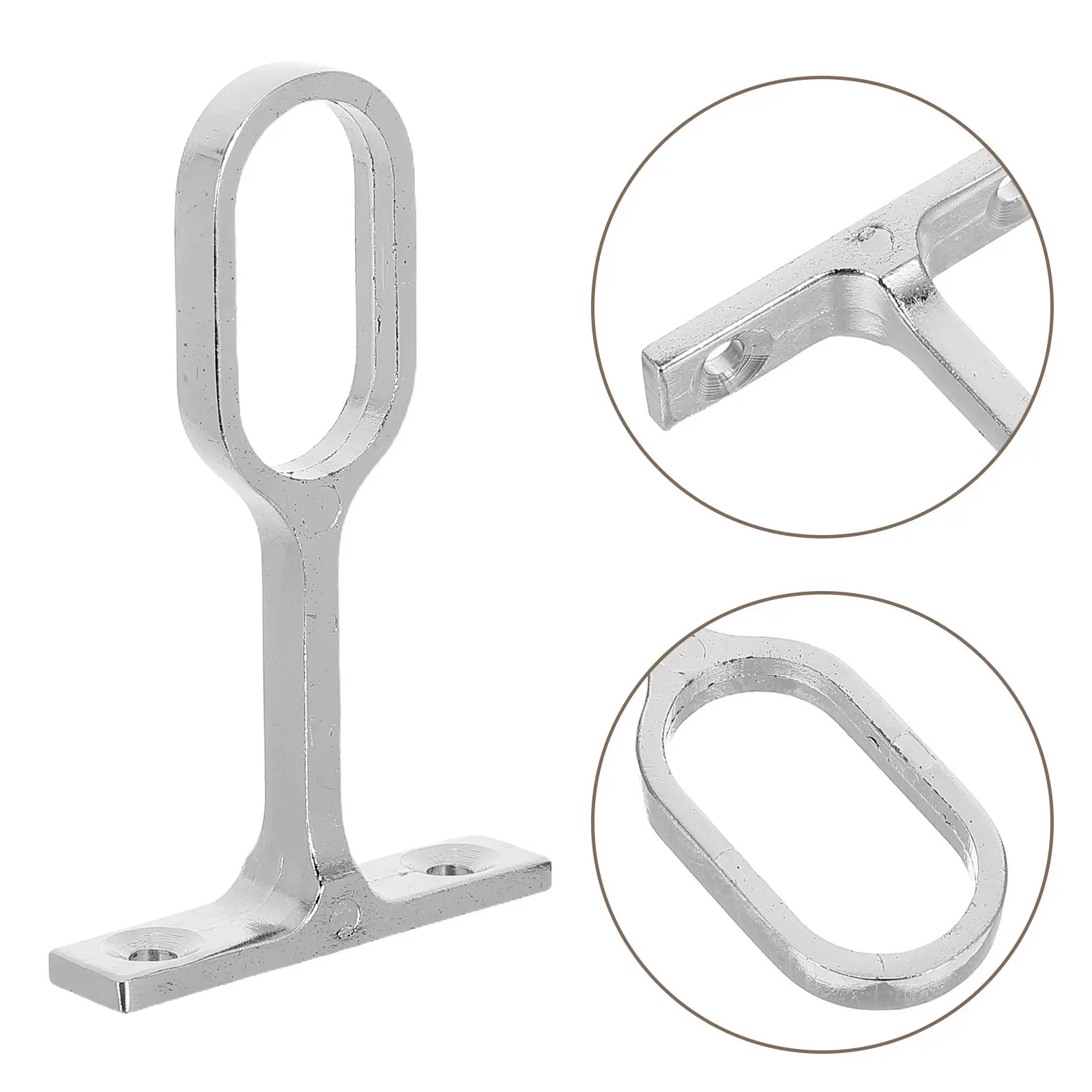2Pcs Wall Mount Closet Rod Support Brackets Stainless Steel Oval Full Through Heavy Duty Rod Holder for Bedroom Cabinet Wardrobe