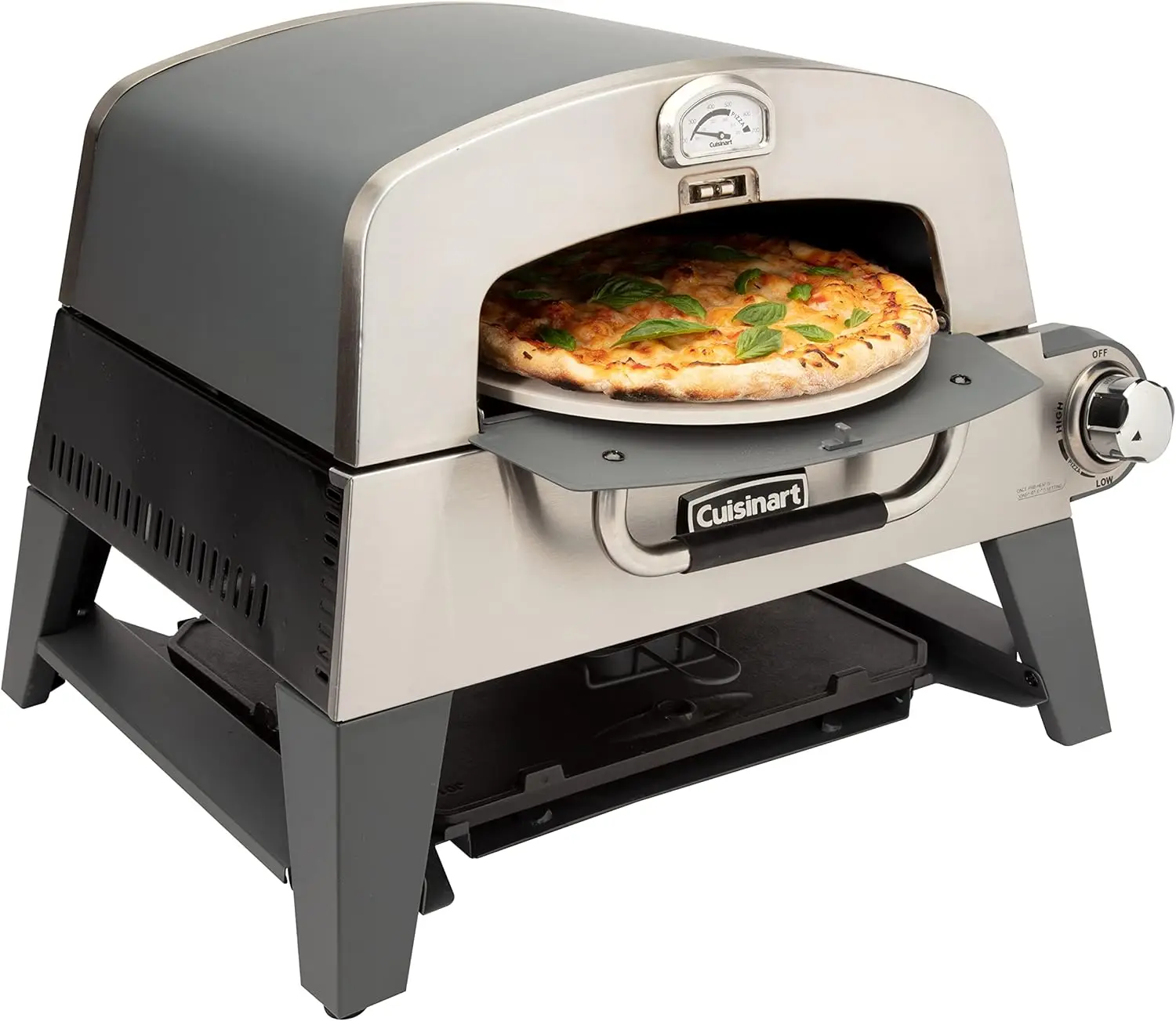 

3-in-1 Pizza Oven Plus Griddle and Grill INTEGRATED SURFACE STORAGE DUAL HINGED LID DESIGN Easy Access To Pizza