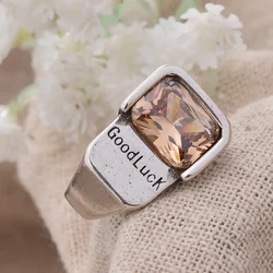 New Arrival Fashion Shiny Crystal Good Luck Letter Thai Silver Female Rings Original Jewelry Hand Gifts No Fade