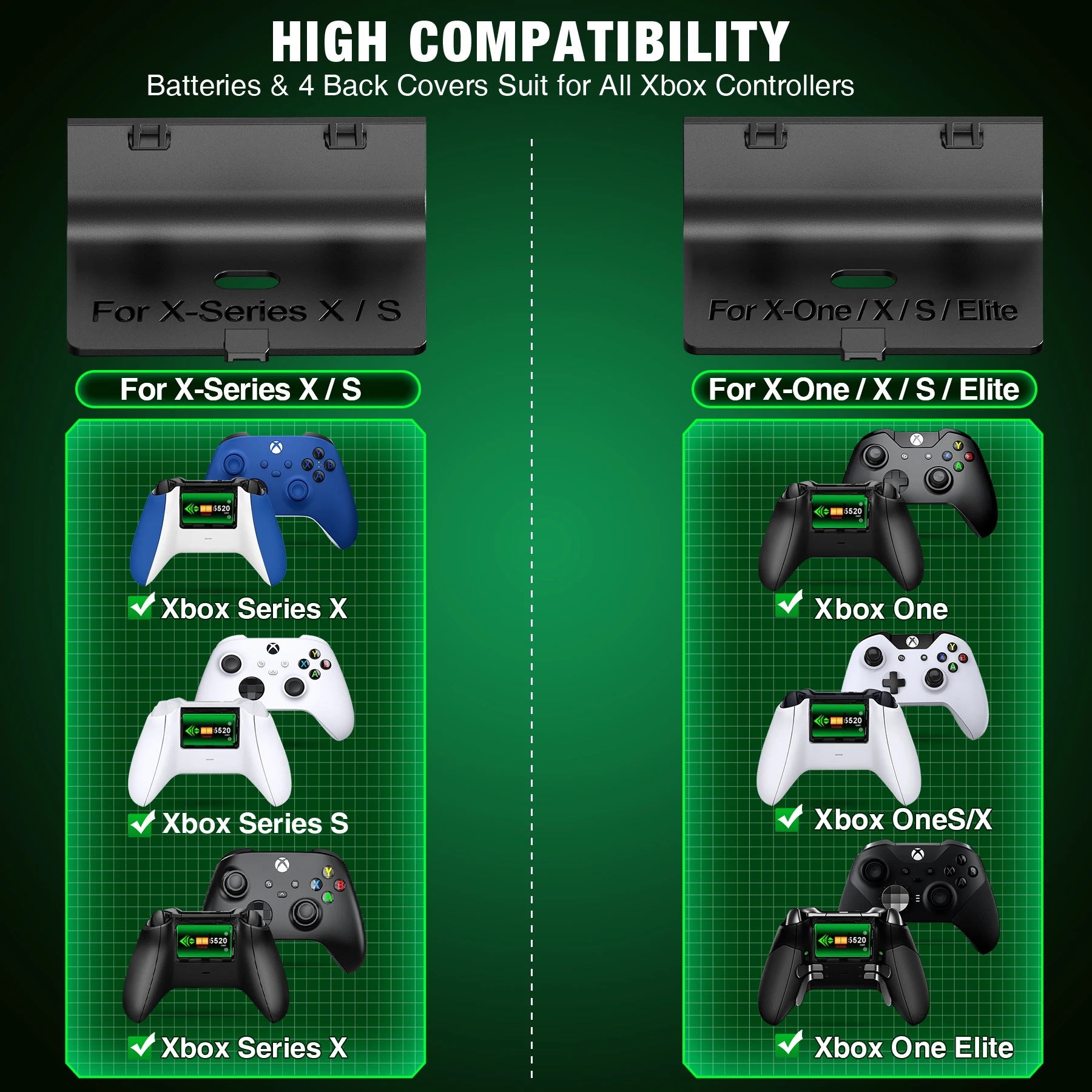 DinoFire A100 mit 2*5520 MWh wiederaufladbarem Akku und RGB-Ladekabel für XBOX-Controller für XBOX Series S/X / XBOX ONE S/X – Detail 3