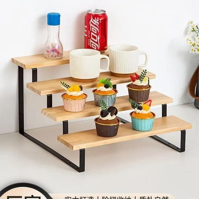 Desktop Ladder Shelf Storage Holders Solid Wood Coffee Cup Holder Display Rack Hand Made Perfume Shelf Home Storage Organization
