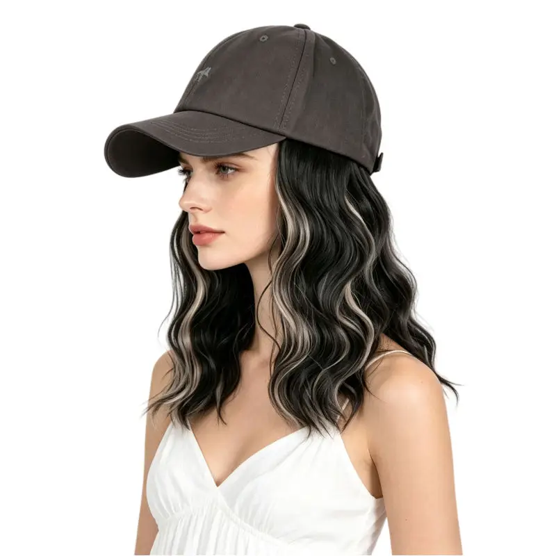30cm / 11.8inch Women's Synthetic Fiber Cap-Style Wig, Natural Wavy Highlights, Integrated Hair Extensions, Baseball Cap Wig Suitable for Parties, Photography, Beauty Makeup, and Other Occasions.