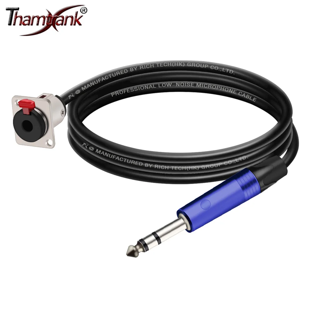 

6.35mm 1/4" Female Panel Mount to Nickel-Plated 6.35mm Male TS/TRS Wire Connectors Adapter Cord Audio Extension Shielded Cable