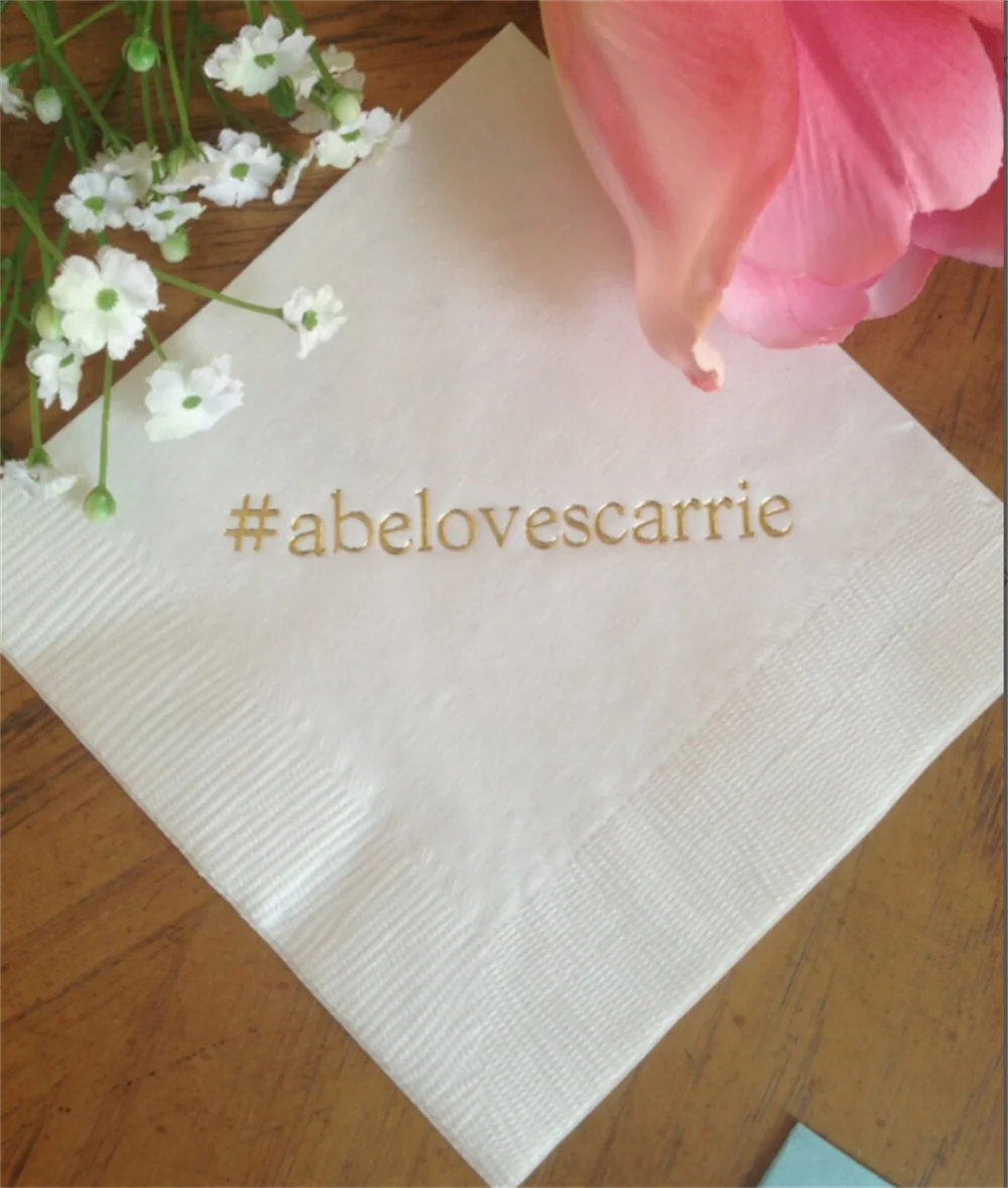 

50PCS Napkins Personalized Napkins Wedding Napkins Hashtag Hash Tag Personalized Beverage Luncheon Dinner Guest Towels Avail!