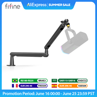 FIFINE Adjustable Low-profile Arm Microphone Stand with Cable Managment/Desk Mount, Suspension Boom for K688 Ampligame AM8-BM88