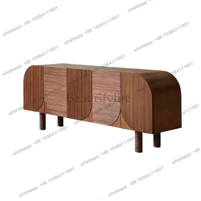 

French medieval solid wood TV cabinet living room small floor cabinet