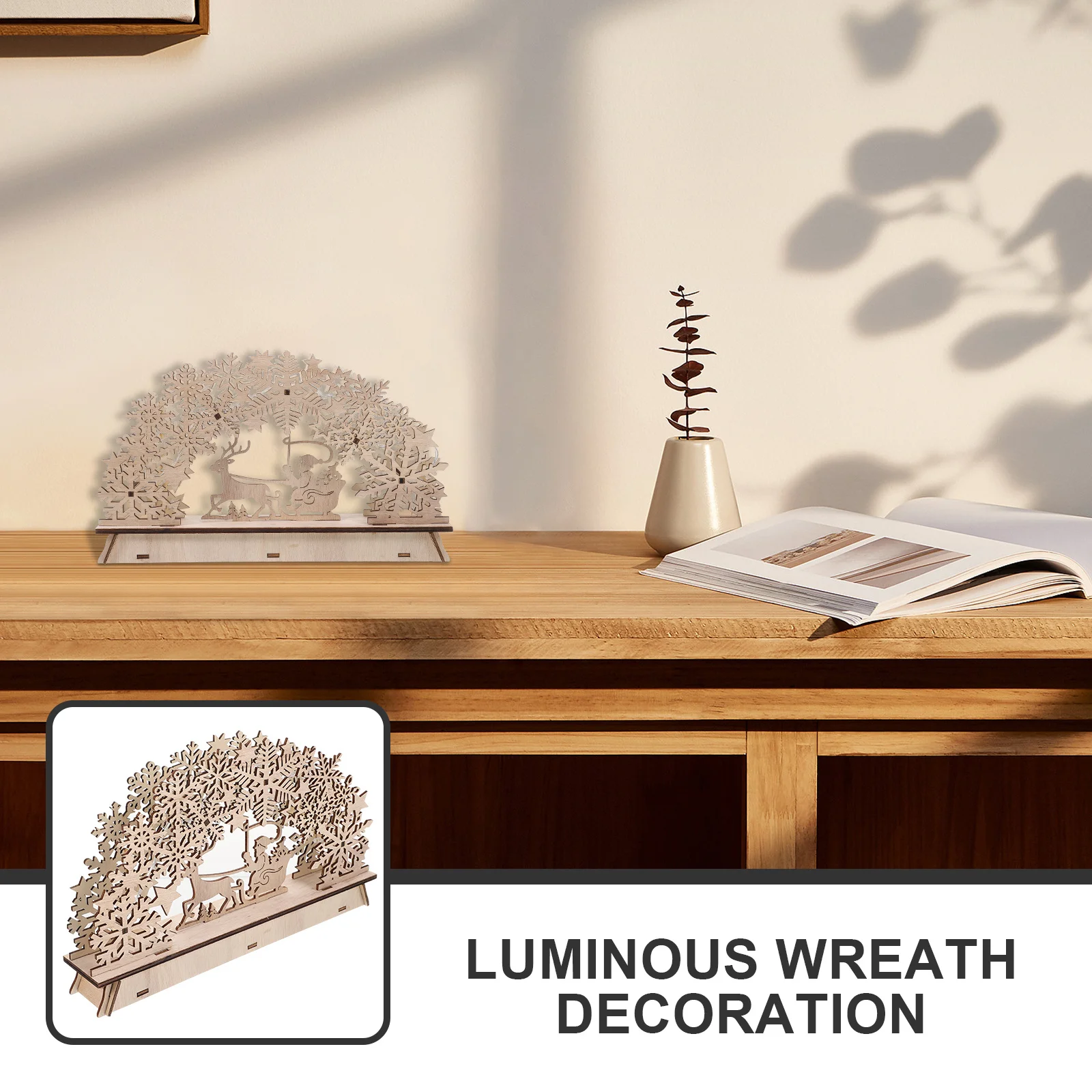 

Wooden House Shaped Christmas Luminous Desktop Decoration Warm Festival Craft Christmas Tree Home Decor Creative Luminous Craft