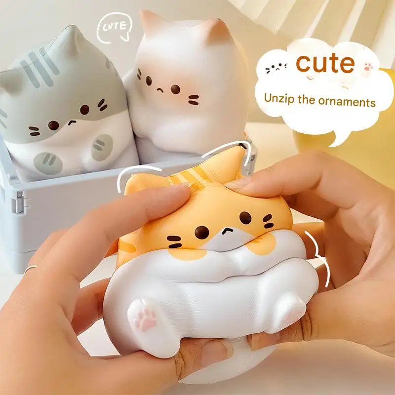 Adorable Cartoon Cat Squeeze Toys for Kids Adult Soft Pinch PU Slow Rebound Balls Pop Fidget Toys Halloween Christmas Gifts