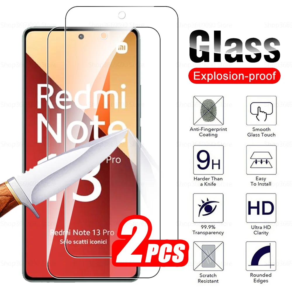 2Pcs Tempered Glass For Xiaomi Redmi Note 13 Pro 4G 5G Protective Glass On Redmy Note13 Pro note13 Screen Protector Safety Film