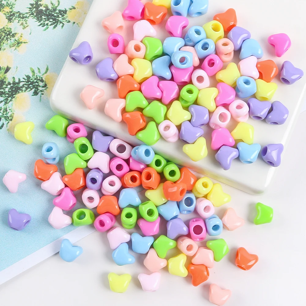 30pcs อะคริลิครูปหัวใจสีสี่ลูกปัด DIY Handmade สร้อยคอสร้อยข้อมือเครื่องประดับเสื้อผ้าอุปกรณ์เสริมลูกปัด