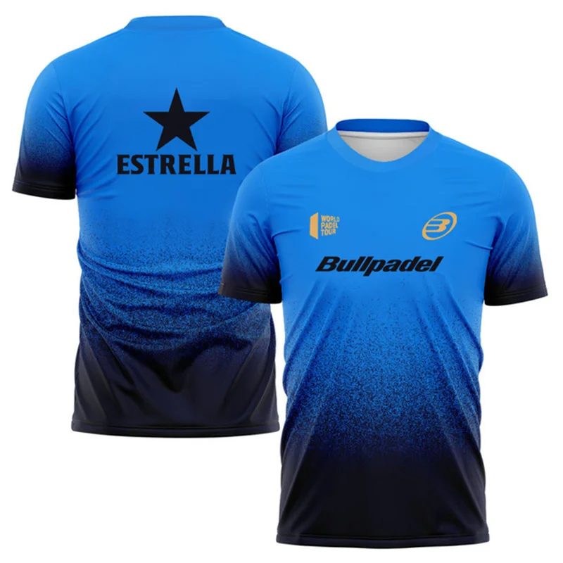 Fashion Gradient Harajuku Men's T Shirt Padel Tennis Sportswear Summer Outdoor Run Fitness Short Sleeve Fashion Oversized Tops image 2