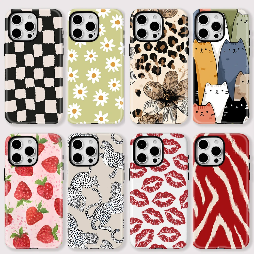 INS Black white checkered daisies Phone Case for Samsung Galaxy S23 S24 S25 S26 Ultra Edge 4G 5G Luxury Double-layer Back Cover