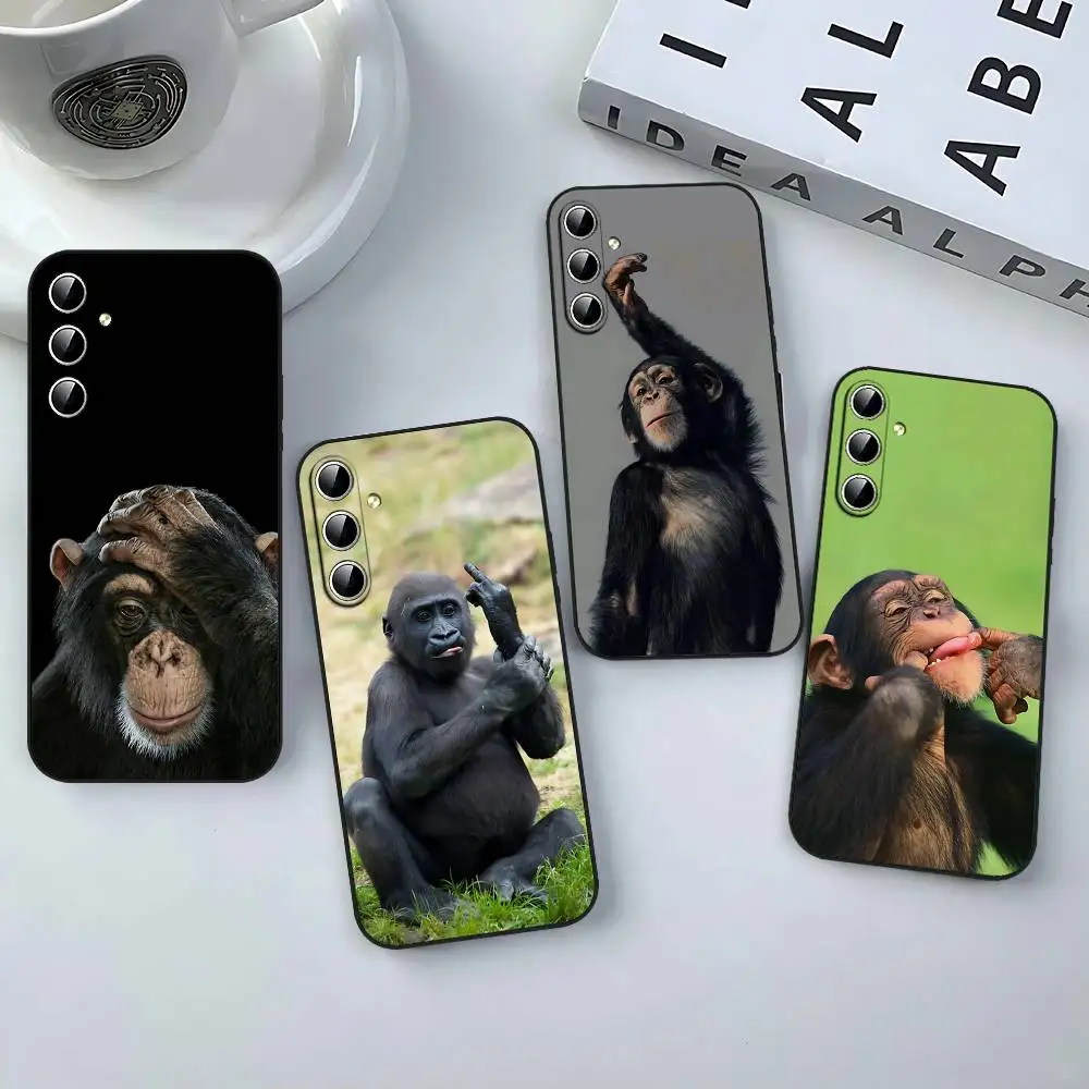 

Cute Funny Monkey Phone Case For Samsung S24/S25/S22 S30/A51 52/Lite/Ultra/5G/Plus/FE - Slim Shockproof Black Protection