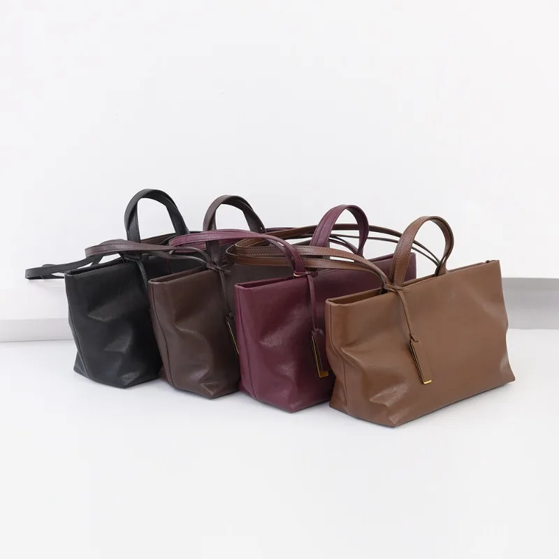 حقيبة نسائية جديدة من الجلد المدبوغ بالخضراوات عبر الحدود حقيبة يد مريحة وحقيبة كتف من الجلد الناعم بتصميم عتيق