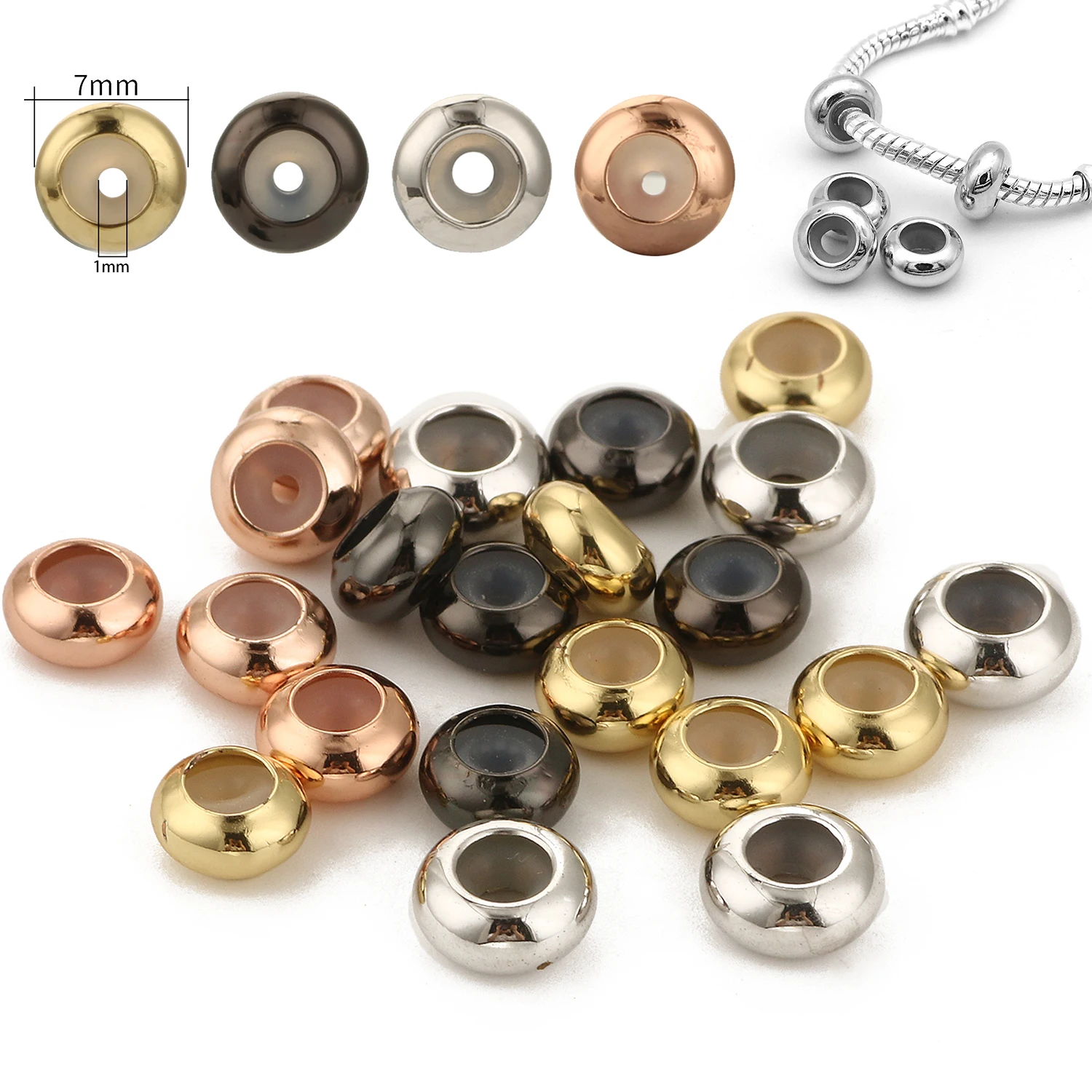 Silicone Spacer Stopper Clip Charms Beads Murano Crystal Spacer Beads Fit Jewelry Making DIY Original Pandora Necklace Bracelet