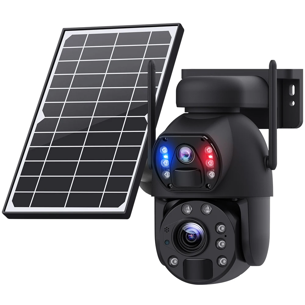 

4G 6MP 20X Zoom Dual LensSecurity Waterproof PIR Human Detection PTZ Rotation Solar Camera With Solar Panel
