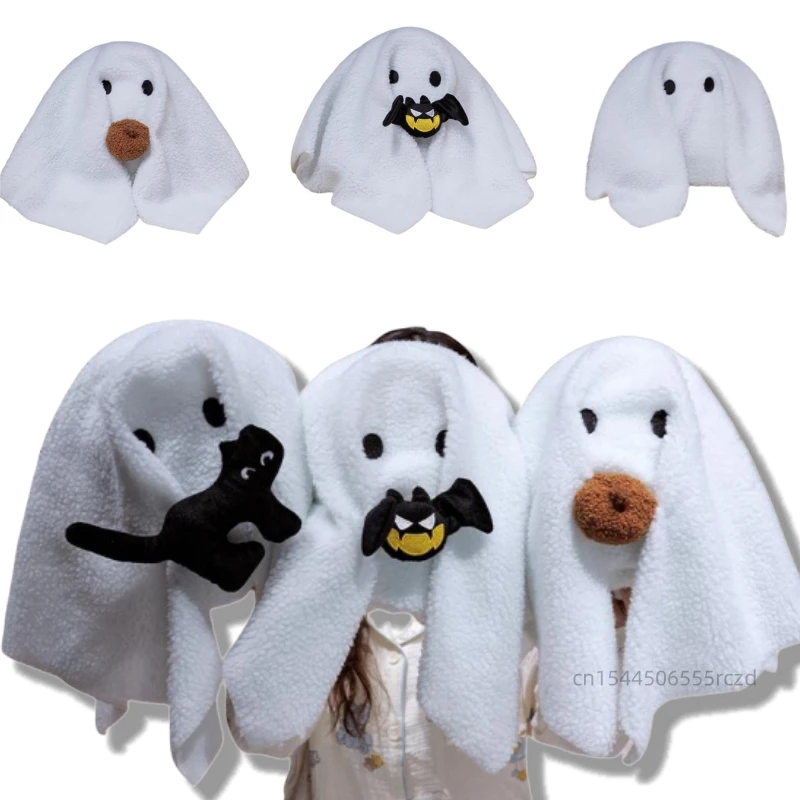 45cm 2025 New Soft Halloween Ghost Plush Doll Pillow Pumpkin Cat Bat Towel Ghost Plush Toy Home Decor Halloween Gift For Kids