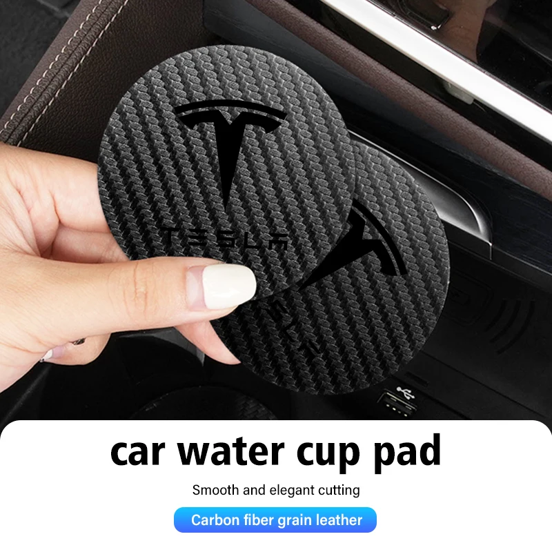 2pcs Car Anti Slip Mat Coaster Water Cup Slot Accessories For Tesla Model Y 3 S X Roadster Bonina