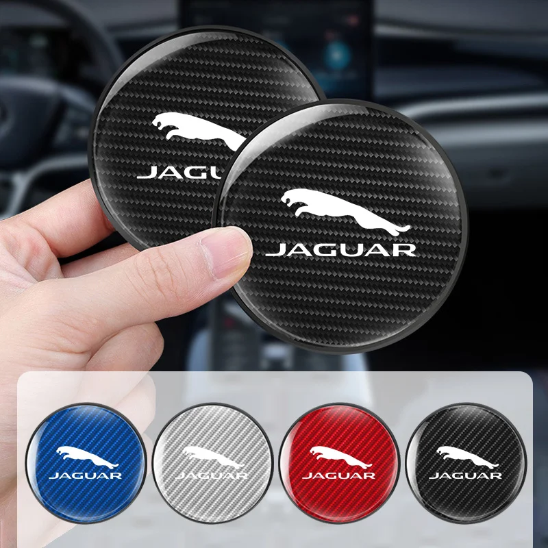 2pcs Car Coaster Silicone Mat Water Cup Anti-Slip Pad for Jaguar XFL XEL E-PACE F-PACE F-TYPE XJ I-PACE C-X75 XE XK X-X16 X-TYPE