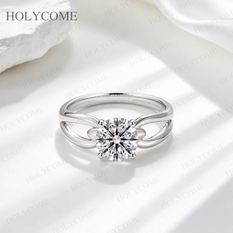Runder Schliff, D-Farbe, VVS1 Moissanit-Ring, 925er Sterlingsilber-Band, Unisex-Feinschmuck für Männer und Frauen, Geschenk für Jahrestag, Party, Hochzeit – Detail 8