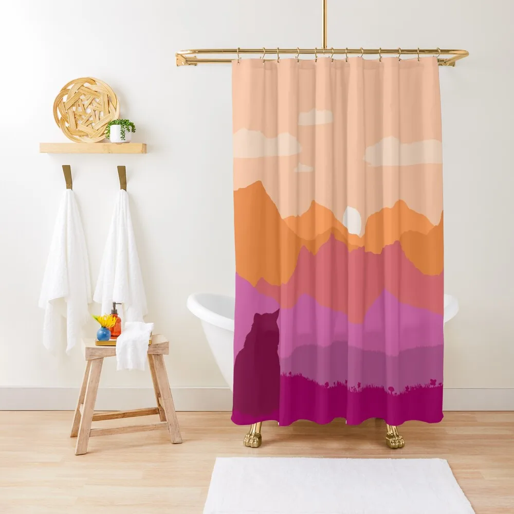 

Lesbian Cat Landscape Shower Curtain For Bathroom Sets Curtain