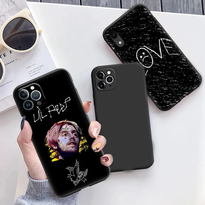 Matte Phone Case For iphone 15 Pro 14 13 12 Mini 11 8 7 6 6s Plus SE X XS Max XR Lil P-Peep Soft Black Cover