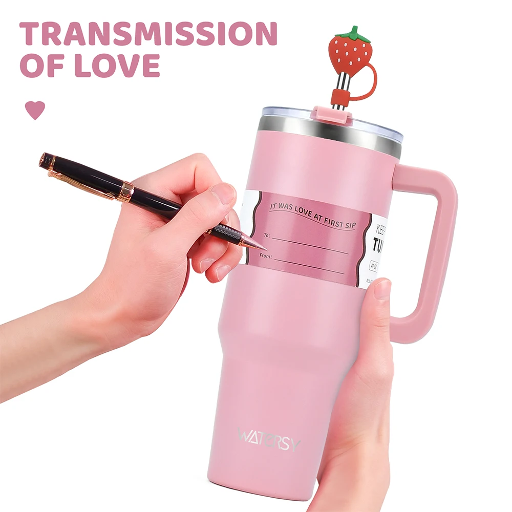 Watersy 30oz/40oz Tumbler with Handle and Straw Stainless Steel Thermal Bottle Double 304 Vacuum Insulated Gifts Cup