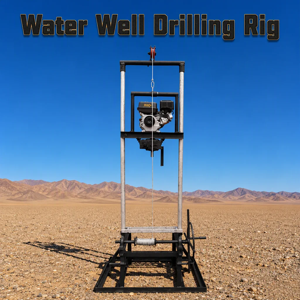 Customized Borehole Drilling Machine Petrol Diesel Engine High Efficiency Gantry Structure for Farm Use 80m Drilling Rig