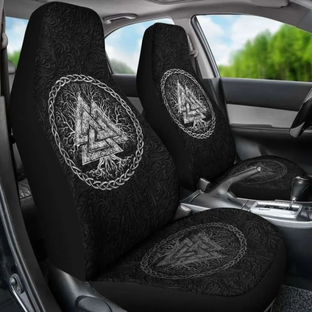 Viking Valknut Árvore da Vida Capas do assento de carro, Universal Frente Seat Capa Protetora, Pacote de 2