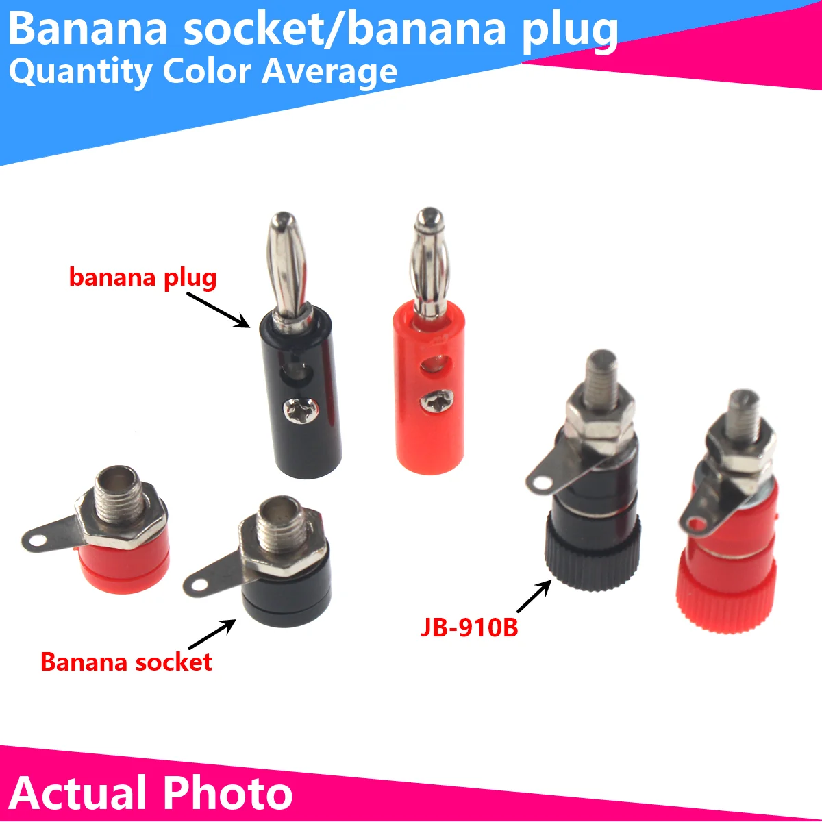 

10/20PCS 4mm Banana Plug Male and Female 4mm Banana Jack Panel Mount Banana Socket Terminal Connector Adapter Red Black