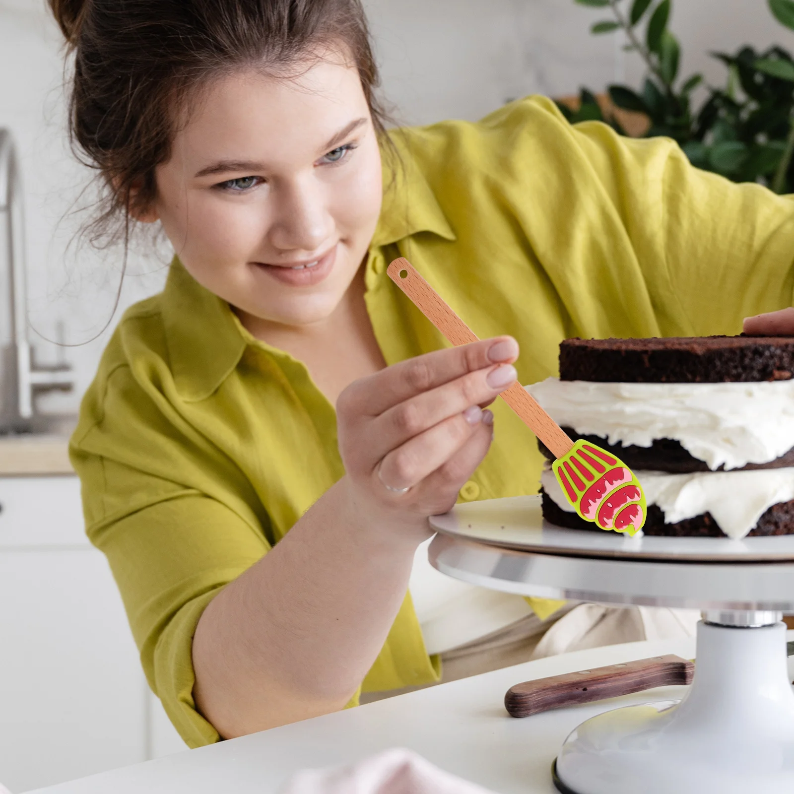 

2Pcs Silicone Cream Scraper Smooth Edges Baking Tool Restaurant Silicone Scraper Butter Spatula Cream Spreader