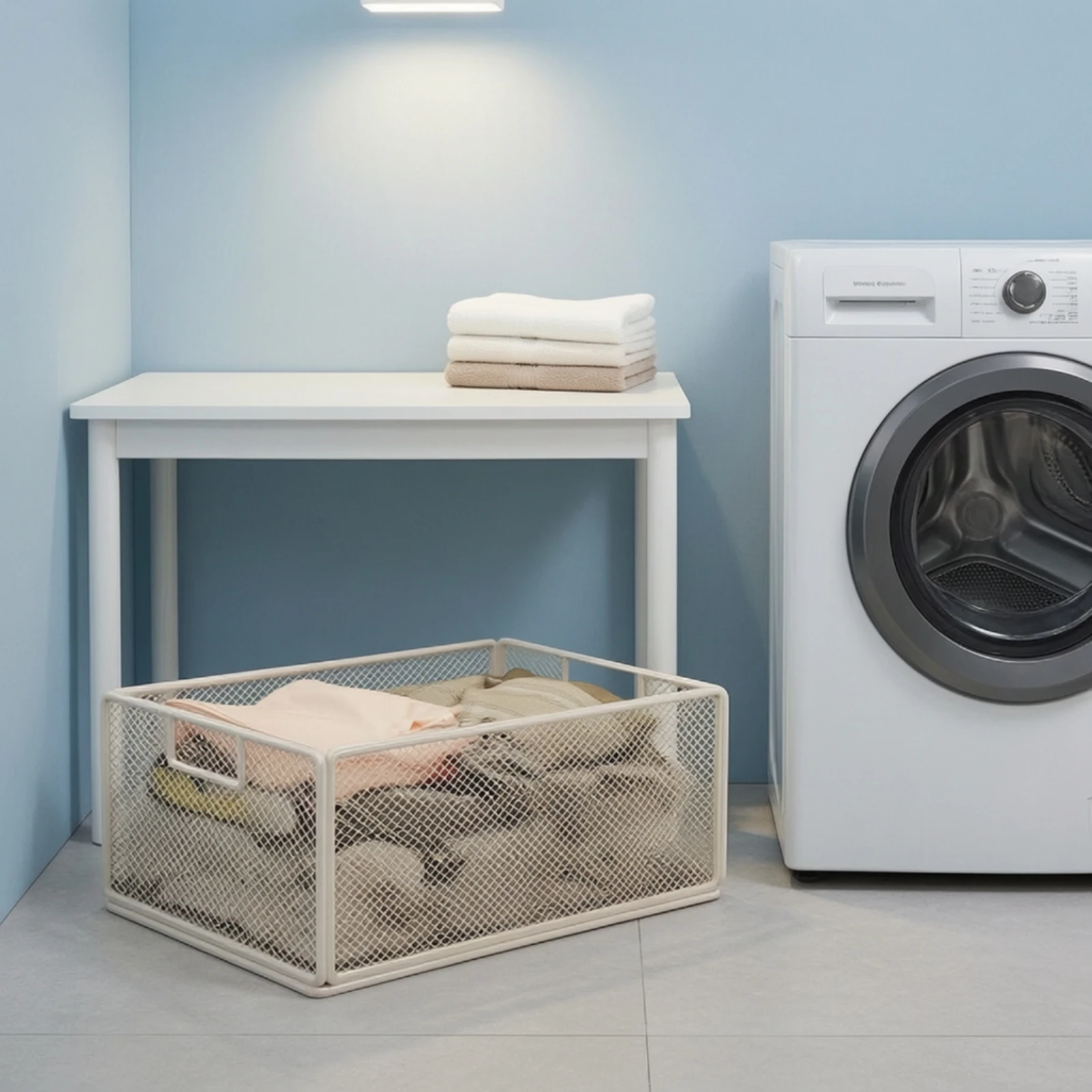 Rolling Storage Basket Metal Frame Mesh Basket with Wheels Under-Cabinet Cart Sturdy Under Desk Storage Cart Visible
