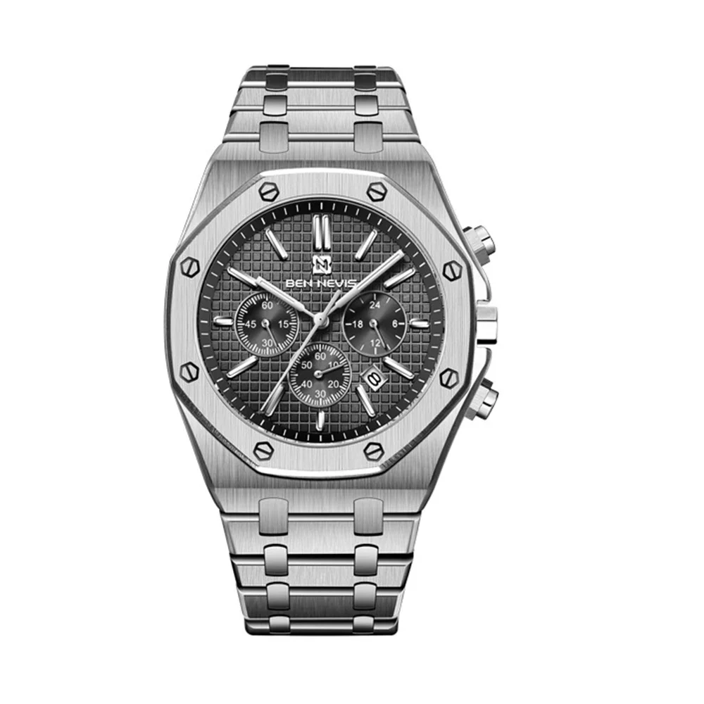 43mm relógios de luxo relógio de pulso masculino instalar movimento de quartzo pulseira de aço inoxidável mergulho relógio de pulso masculino