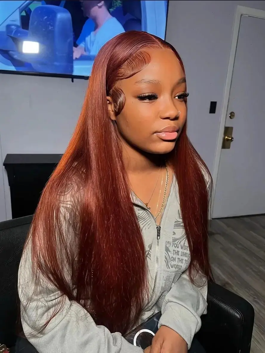 13x4 HD الدانتيل شعر مستعار أمامي البني المحمر شعر مستعار مستقيم قبل قطعها غلويليس الملونة عذراء الشعر الدانتيل أمامي خصلات الشعر المستعار الإنسان للنساء