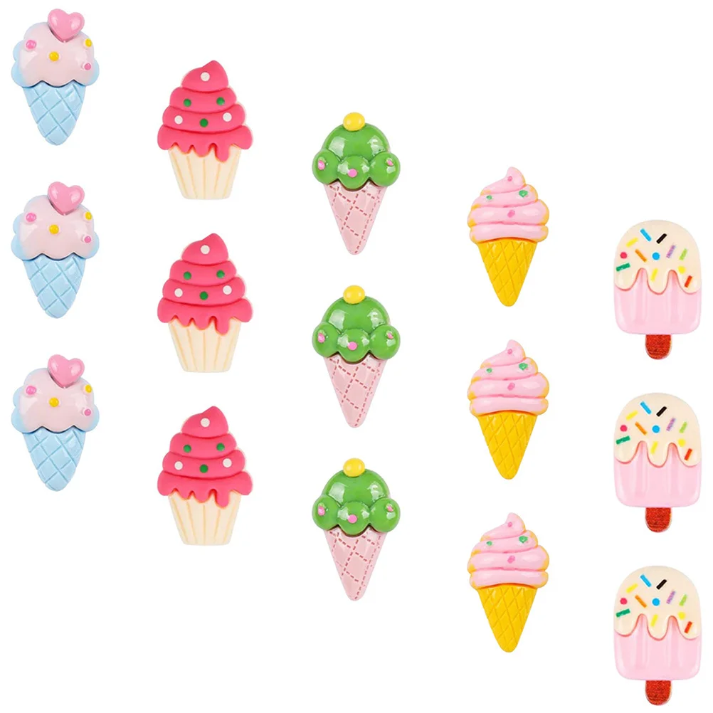 Chinchetas en forma de helado, chinchetas reemplazables, accesorios de tablero de corcho multifunción, chinchetas de uso diario, 15 Uds.