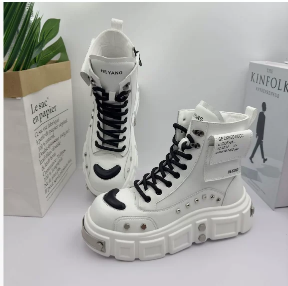 2025 Spring and Autumn Men Male Ruffian Handsome Fried Street High-top Trend Increases Thick Bottom Niche Trend Chelsea Boots