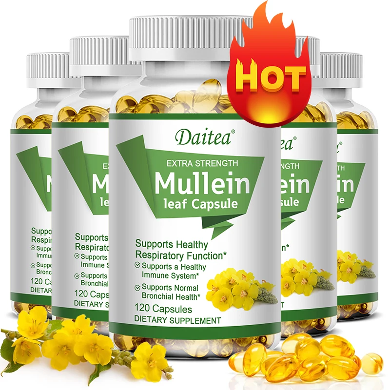 Daitea Mullein Leaf Extract Capsules, Helps Cleanse and Detoxify The Lungs, Supports Respiratory Health, Promotes Deep Sleep