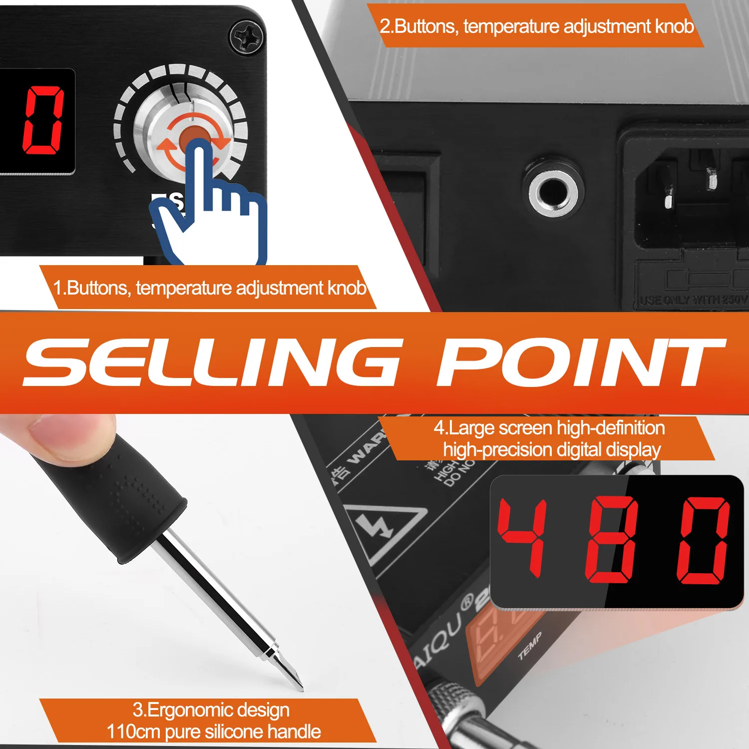 205A Lead Free Digital Soldering Station Hot Air Welding Soldering Iron Rework Tools Temperature Controller T12-K Iron Tips