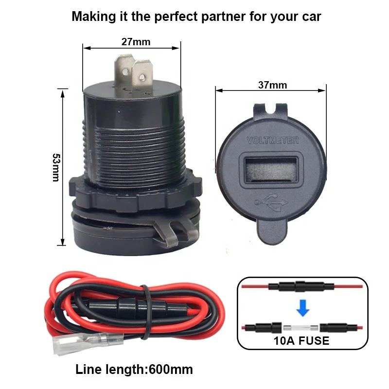 It Is Suitable For 12V 24V Automobile Marine QC3.0 Dual USB Vehicle Mounted Fast Charger, Aluminum Power Socket With LED Voltmet