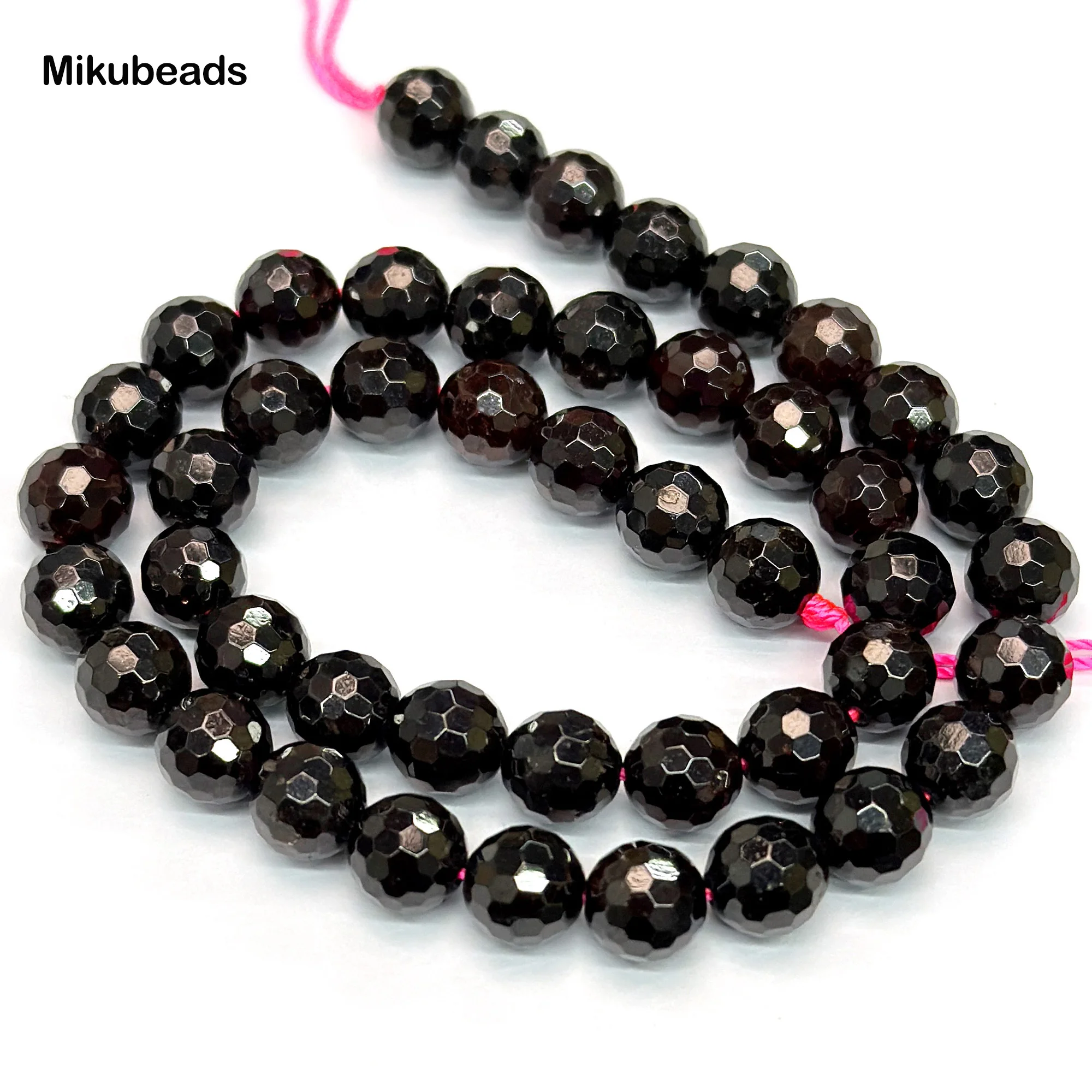 Natural Garnet 8mm Faceted Round Beads Shinny Stone For Jewelry Making DIY Bracelet Necklace Strand Woman Wholesale